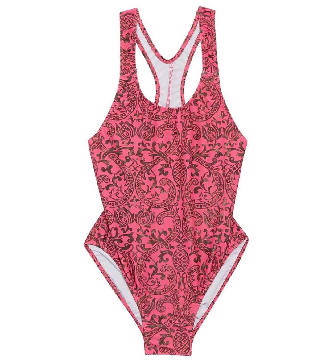 Girls' Pineapple Hot Pink Racerback One Piece Swimsuit (Big Kid)