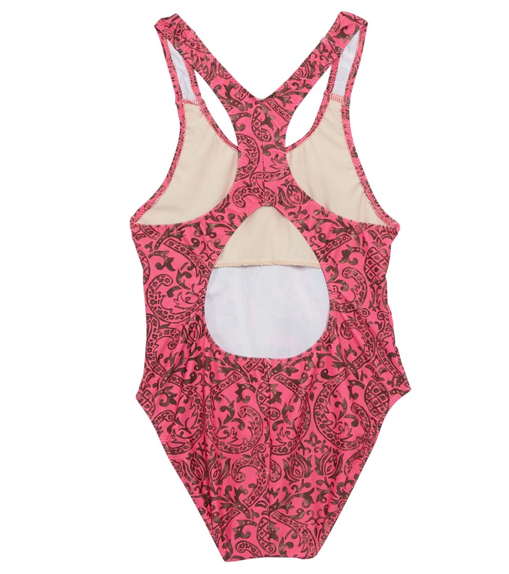 Girls' Pineapple Hot Pink Racerback One Piece Swimsuit (Big Kid) - Image 2