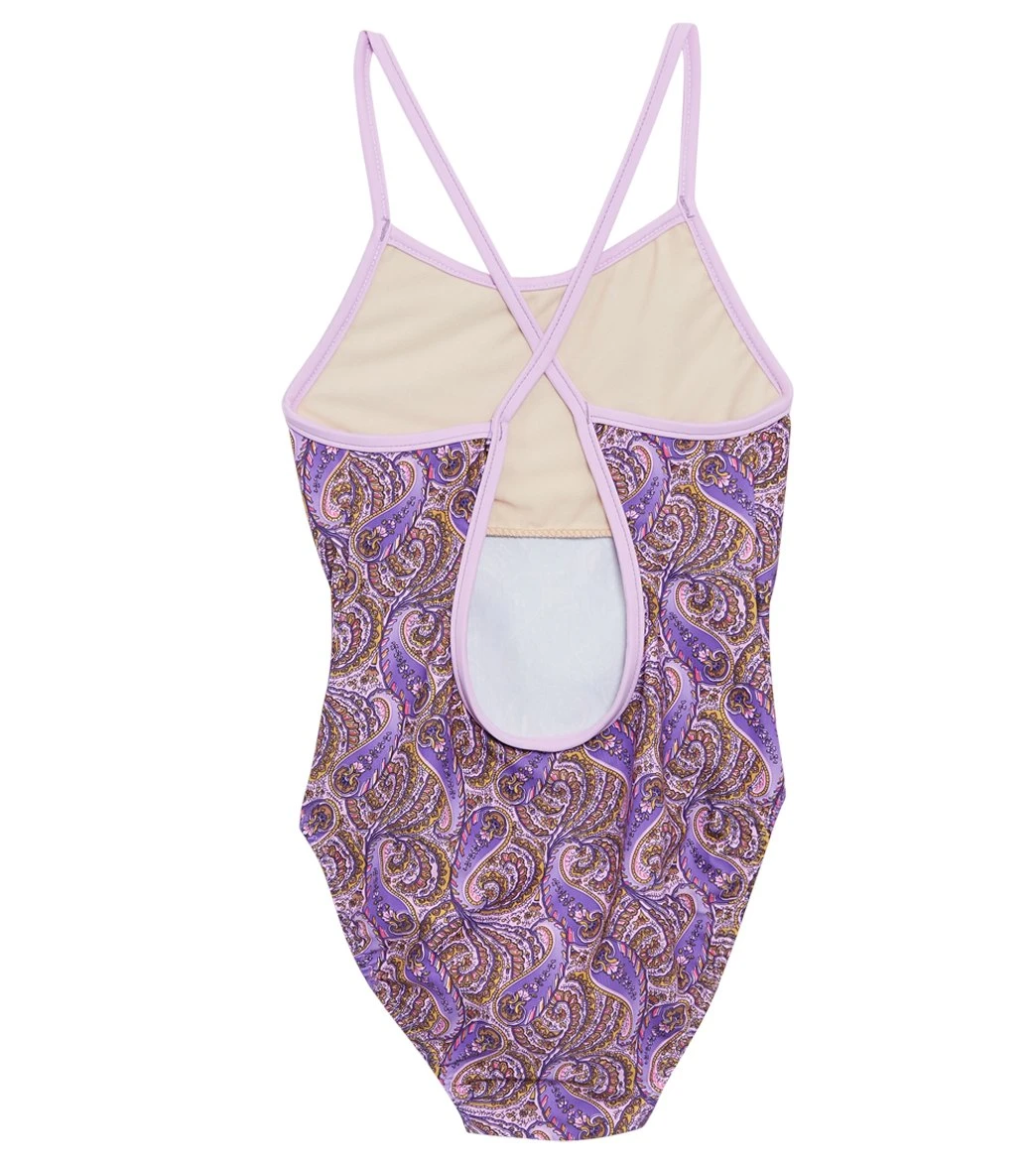 Girls' Incense Lilac Crossback One Piece Swimsuit (Big Kid) - Image 2