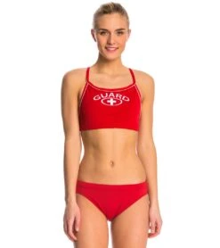 Lifeguard Thin Strap Piped Two Piece Bikini Swimsuit Set