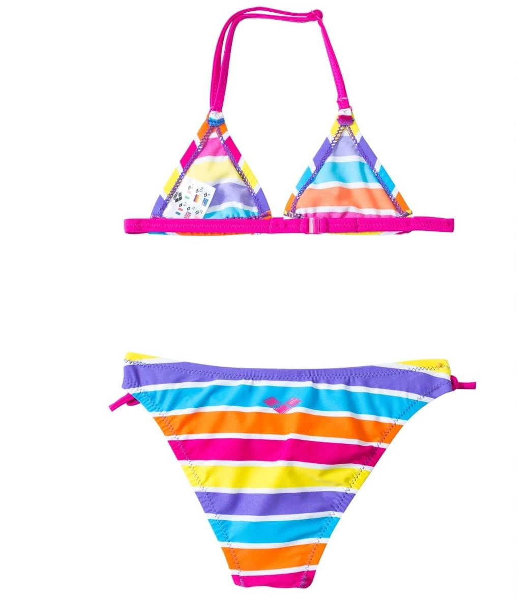 Arena Girls' 6-7 Years Stripes Triangle Bikini Swimsuit Set - Image 2