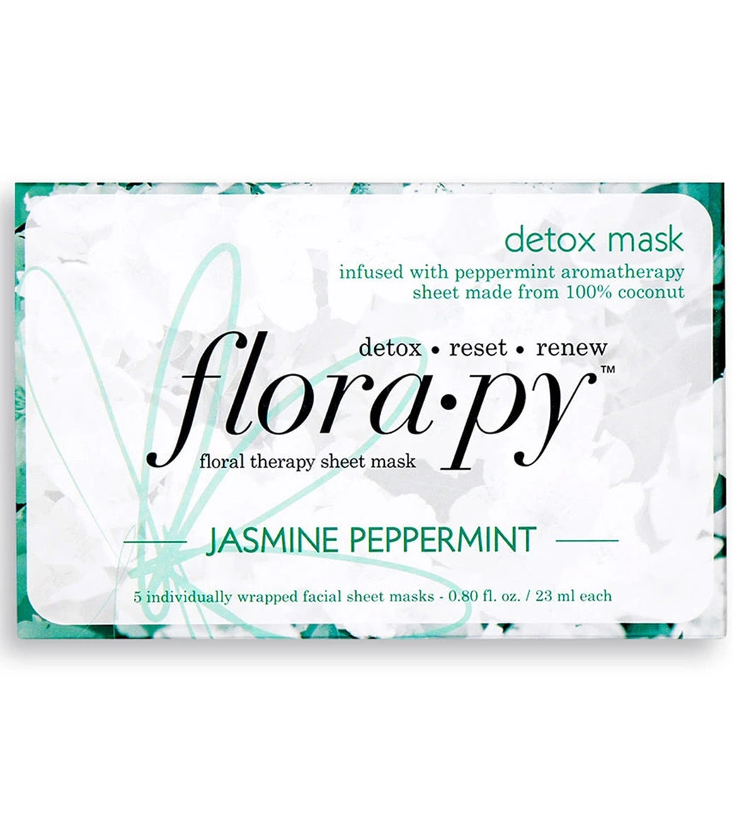 Detox Aromatherapy Sheet Mask 5 Count, Jasmine Peppermint