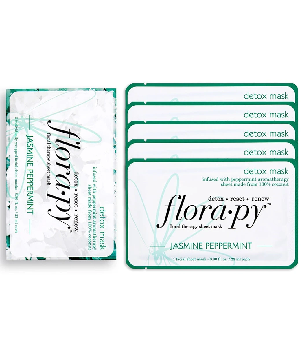 Detox Aromatherapy Sheet Mask 5 Count, Jasmine Peppermint - Image 3