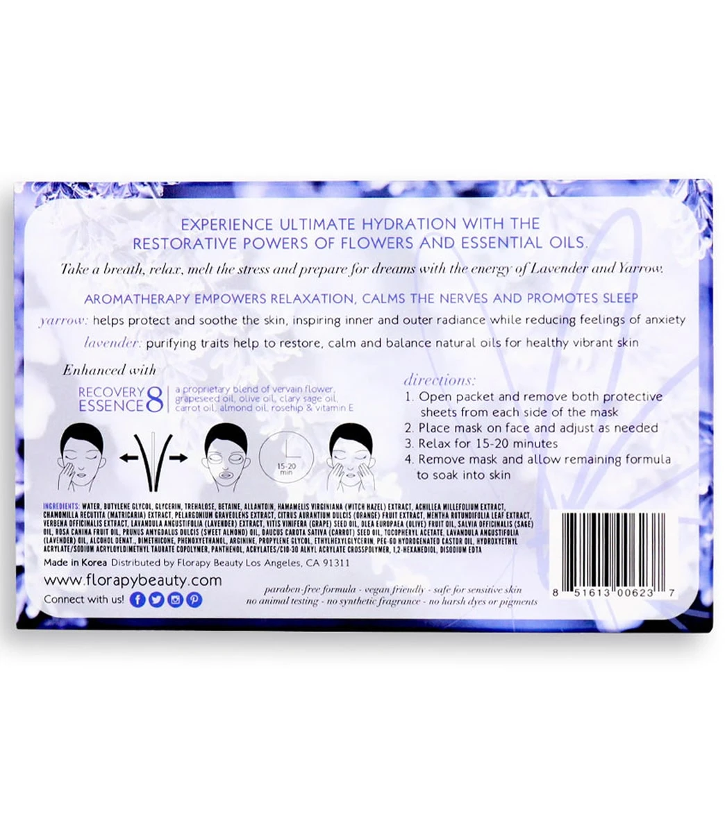 Sweet Dreams Aromatherapy Sheet Mask 5 Count, Yarrow Lavender - Image 2