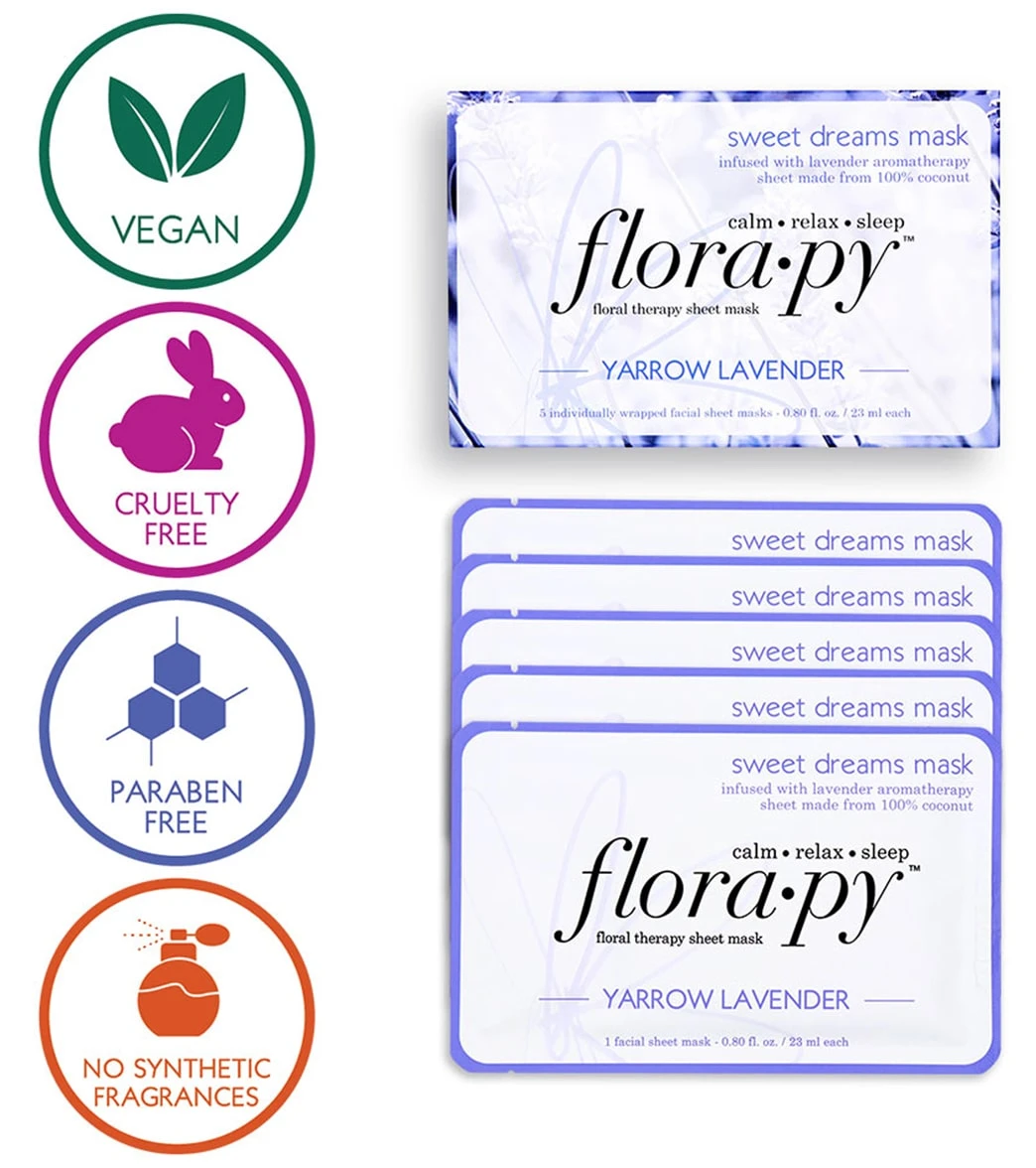 Sweet Dreams Aromatherapy Sheet Mask 5 Count, Yarrow Lavender - Image 4
