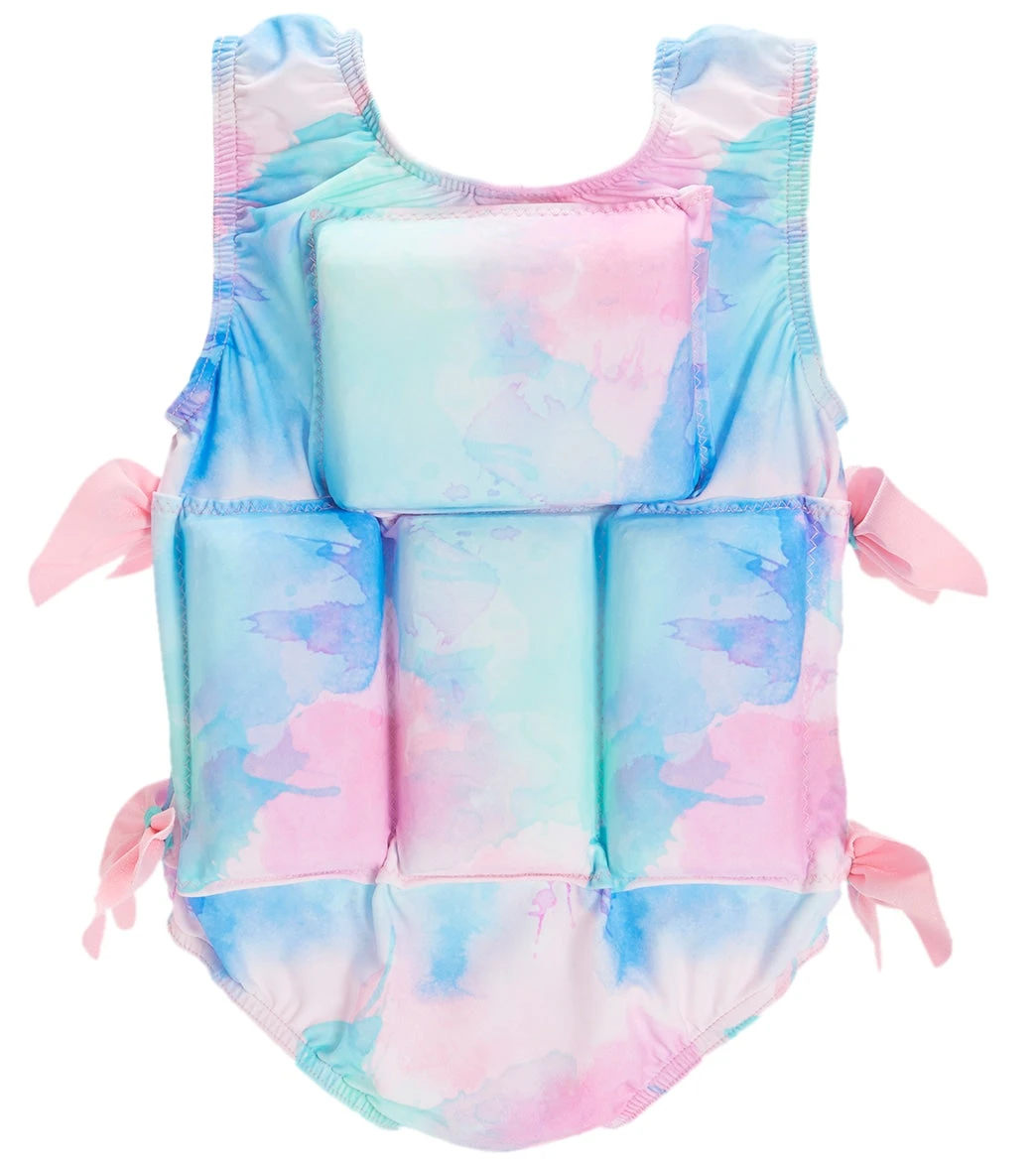 Girl's Pastel Paint Splatter Flotation Swimsuit - Image 2