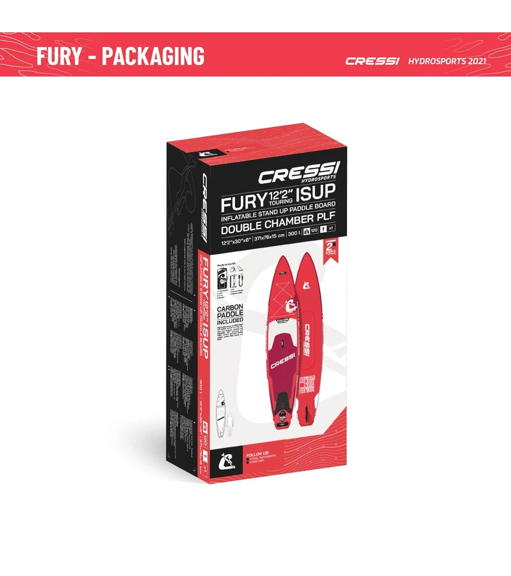 CRESSI Set Isup Fury Touring Dc 12β2β' Rosso Inflatable SUP - Image 9