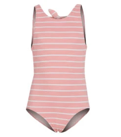 Girls' Atmospheric Stripe High Neck Once Piece Bikini Set (Big Kid)