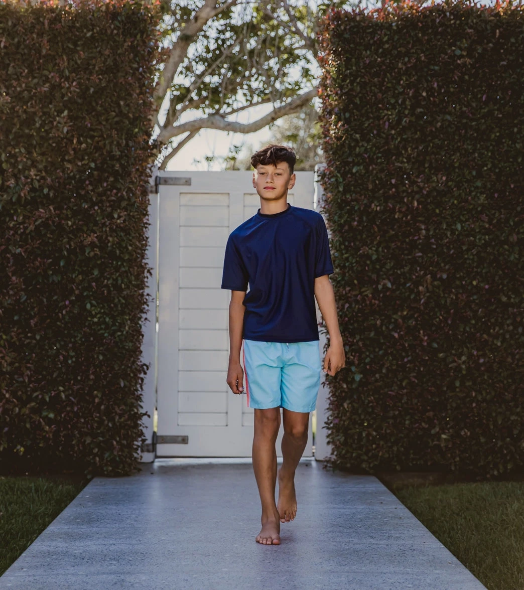 Boys' Blue Retro Stripe Volley Board Short (Toddler, Little Kid, Big Kid) - Image 4