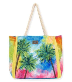 Multi Color Palm Tree Shoulder Tote