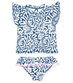 Girls' Seashell Short Sleeve Ruffle Two Piece Tankini Set (Baby)